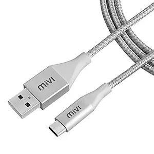 Mivi 6 Feet Type C Cable with Khali Tough Bullet Proof Material (Silver)