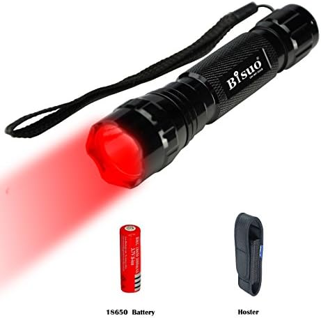 Bisuo®WF-501B 200 Lumen 3-Mode CREE Q5 Red Light LED Flashlight + A Black Holster (18650 Battery include）