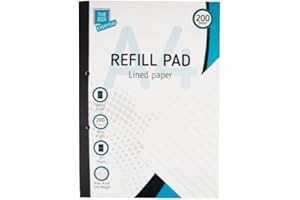 AZEEZ A4 Refill Pad with Ruled Lined Paper Notepad Hole Punched Notebook Refillable Writing Pad for Office Essentials School College University Stationery Supplies Home Accessories 58gsm (200 Pages)