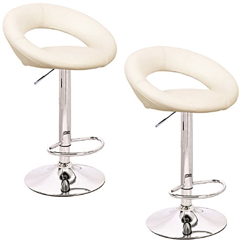 HENGMEI 2er-Set Barhocker Barstuhl Tresenhocker mit lehne Hocker Kunstleder, 360° Drehbar und höhenverstellbar r Barstühleer Küchenstuhl Farbwahl (Beige)