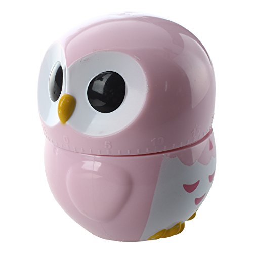 Kuechentimer – TOOGOO(R) Eule Ei-Uhr Kurzzeitwecker Kurzzeitmesser Eieruhr Eiermesser Kuechentimer (1-60 Minuten) (Rosa) - 3