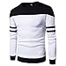 Produktbild VENMO Herren Langarmbluse Patchwork Pullover Sweatshirt Top T-Shirt Outwear Mäntel Winter Langarm Freizeit Sport Strickjacke Lässig Mode Sweatshirts Tops Jacke Outwear Mantel (White, 2XL)