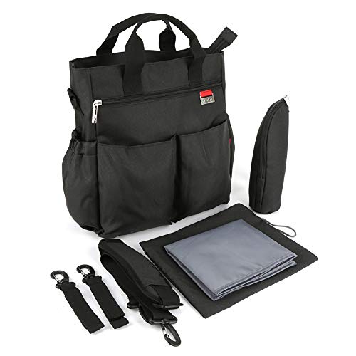 Preisvergleich Produktbild Baby Wickelrucksack Mama Umhängetasche Handtasche Tragbar Große Kapazität für Flasche Windeln Babykleidung(Black)