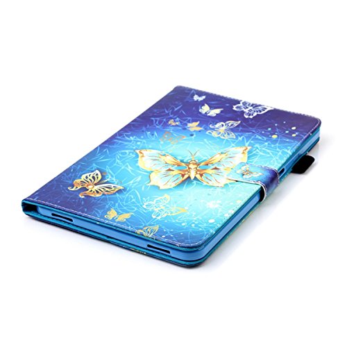 Galaxy Tab A 10.1 Hülle,Galaxy Tab A 10.1 Zoll 2016 T580N Lederhülle Flip Wallet Case,Galaxy Tab A 10.1 PU Leder Standplatz Fall Hülle Case,Ekakashop Bunt Gold-Schmetterling Muster Bookstyle Folio Schale Weichen Silikon Schutzhülle Klapptasche Etui Magnetverschluß mit Standfunktion Kartenfächer für Samsung Galaxy Tab A 10.1 Zoll 2016 T580N + 1x Kostenlos Ständer (Farbe zufällig) - 7