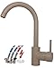 Produktbild Niederdruck Küchenarmatur Mischbatterie Einhebelmischer Spültischarmatur Wasserhahn Küchen Armatur Waschbeckenarmatur schwenkbar Untertischgerät in Granit Beige C
