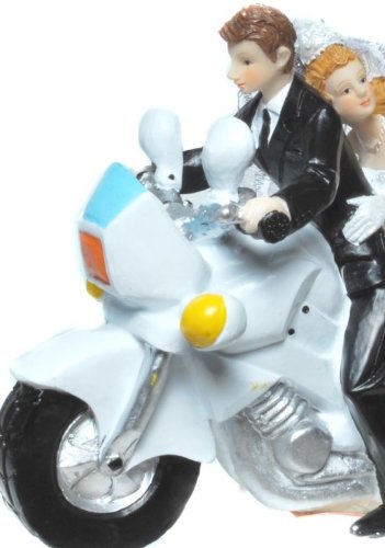 Figur Zierfigur Tortenfigur MOTORRAD Hochzeit Brautpaar modern - 3