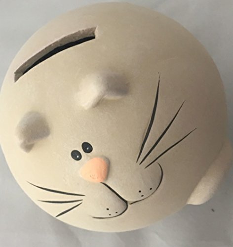 Spardose Sparbüchse Katze Keramik 2 Farben zur Auswahl 9,7×9,5×9 cm • Geschenkidee (Auswahl Spardose hell) - 4