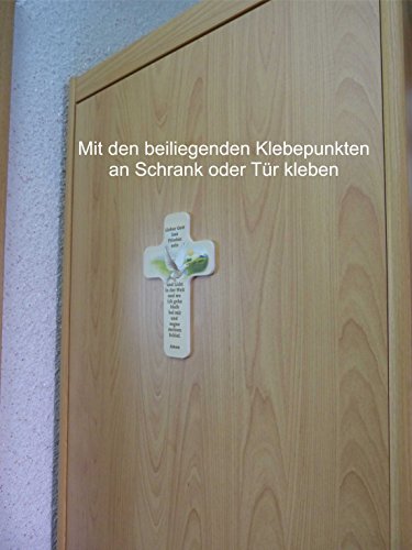 Taufgeschenke – Kreuze: Taufkreuz für Kinder und Erwachsene zum Aufhängen. Motiv Taube und Spruch / Text „Lieber Gott lass Frieden sein und Licht in der Welt und wo ich gehe bleib bei mir und segne meinen Schlaf. Amen“ aus unserer Reihe Kinderkreuze und Geschenke zur Geburt, Taufe, Konfirmation, Kommunion, Firmung, Jugendweihe. - 5