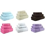 (Rosa) Juego de toallas de baño 3 piezas ( 1 toalla de baño, 1 toallas de manos y 1 toalla cara) 100% algodón, varios colores, toallas ligeras y absorbentes. (Rosa)