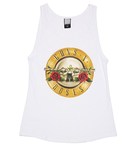 Womens White Guns N Roses Drum Logo Vest from Amplified