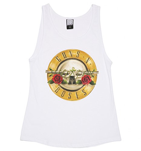 Womens White Guns N Roses Drum Logo Vest from Amplified