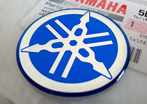 100% GENUINE 40mm Diámetro YAMAHA PUESTA A PUNTO HORQUILLA Pegatina Emblema Adhesivo Logo AZUL Elevado Forma de huevo Gel Resina Autoadhesivo Moto / Jet Ski / ATV / Nieve