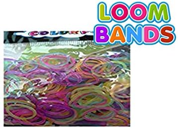 Pack of 300 Assorted Fluorescent GLITTER in 1 Hook/12/Hook Clasps for Rainbow Loom Bands