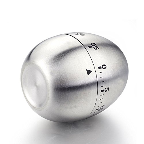 Itian Mechanische Eieruhr, Eiförmige Edelstahl Kurzzeitmesser mit Kurzzeit Wecker - 4