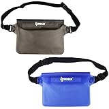 [ 2 Pack ] Ipow Wasserdichte Tasche Beutel Hülle Unterwassertasche Bauchtasche vollkommen für iPhone, Handy, Kamera, iPad, Bargeld, Dokumente vor Wasser schützen (schwarz+ blau)