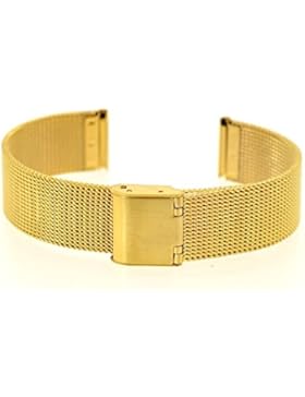 14mm Eichmüller Edelstahlarmband E29 Milanaise mit Klappschliesse - TNG/PVD vergoldet