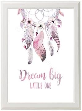Dream Big Little One Pink Dreamcatcher Print, Unframed A4 or 8x10"