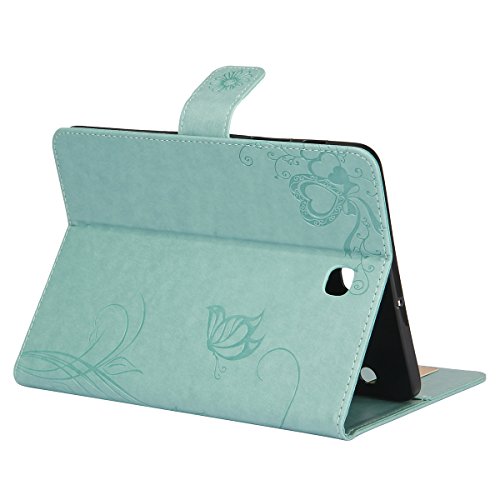 Galaxy Tab S2 8,0 Hülle Case,Samsung Galaxy Tab S2 8,0 Leder Tasche Brieftasche Schutzhülle,Ukayfe Prägung Schmetterling Blumen Malerei Muster PU Lederhülle Flip Wallet Case im Bookstyle Cover Hüllen Lederhülle Schale Stand Ständer Etui Karten Slot Smart Shell Cover Schutzhülle Etui Tasche für Samsung Galaxy Tab S2 8,0 Zoll T710 / T715 / T719, Grün - 4