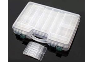 MILEPETUS Doppelseitige Angelköderhaken, Köderbox, 44 Fächer, Kunststoff, transparent, für kleine Accessoires, Schmuck, Perlen, Ohrringe, Organizer, Aufbewahrungsbehälter (weiß)