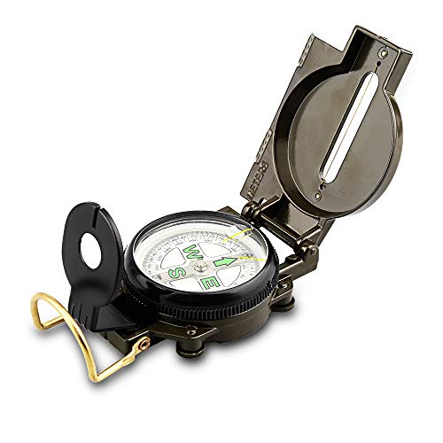 Vegena Boussole, Multifonctionnelle Portable Boussole, pour randonnée, Camping, Escalade, Exploration, géologie, activités de Plein air - Vert Armée