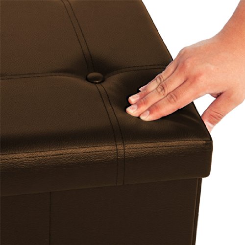 Sitzbank mit großem Stauraum faltbar platzsparend stabil belastbar Sitzhocker Aufbewahrungsbox Fußbank Sitzwürfel Hocker Kunstleder 3-Sitzer 114x40x40cm braun - 4