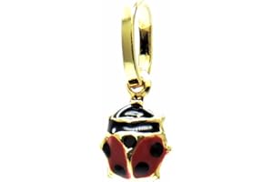 PEGASO GIOIELLI - Ciondolo Oro Giallo 18kt (750) Pendente Piccola Coccinella Smaltata Rossa Mini Charms Ragazza Bambina