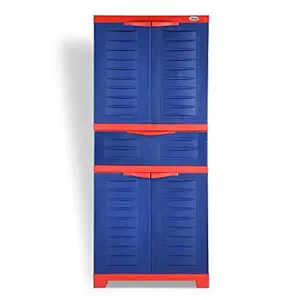 Supreme Fusion-2 MDR 1 Multi-Purpose Plastic Cupboard with 1 Sliding Drawer Storage for Home and Office (Coke Red & Blue), Standard (Fusion2MDR1)