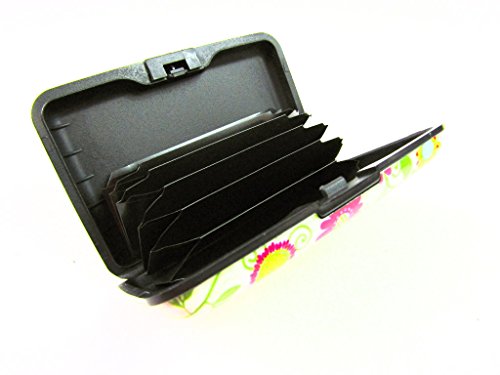 ALUMINIUM CREDIT CARD WALLET HOLDER RFID BLOCKING IN 4 PATTERNS (White with yellow pink flowers)