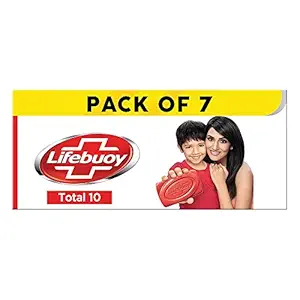 Lifebuoy Total10 Germ Protection Bathing Soap, Protects Your Skin From Viruses & Other Harmful Germs Using Activ Silver Shield Formula, Combo Offer (125 g x 7)