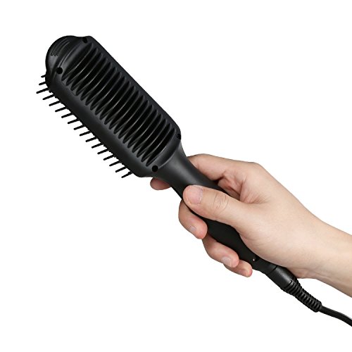 Euph Haarglätter 3-in-1 Haarglätter-Bürste Anion Instant-Magie gerade Haar Styling Haarbürste Hair Brush Anti Static Keramik Heizung Airstyler Comb-Farbe Auswahl (Schwarz) - 7