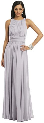 Ssyiz Women's Round Neck Chiffon A-Line Bridesmaid Dresses Prom Gown Grey Size 16 (Can be Customized)