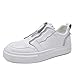 Produktbild HILOTU Mode Sneakers Für Männer, Reißverschluss Schuhe Aus Echtem Leder Training Laufen Skating Fitting (Color : Weiß, Größe : 43 EU)