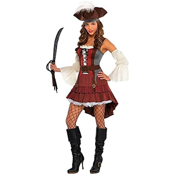 Amscan 844597 55 Lady Pirate Costume With Hat And Sleeveletes Size 10 12 1 Pc Amscan Amazon Co Uk Toys Games