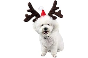 BESTOYARD Diadema de Navidad para mascotas, diseño de reno con cuernos de reno