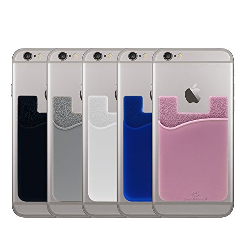 2 StÃ¼ck Smartphone Kartenhalter, Handy Silikon Kartenhalterung Universal aufklebbares Kartenetui smart wallet (Schwarz)