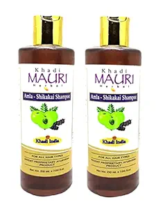 Khadi MAURI Amla Shikakai Shampoo - Pack of 2 (420 ml), brown (KMAMLSHKSATX2)