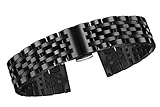 High-End schwarzes Stahl Uhrenarmband 21mm solide Edelstahl Links subtil poliert gerade und gebogenen Enden