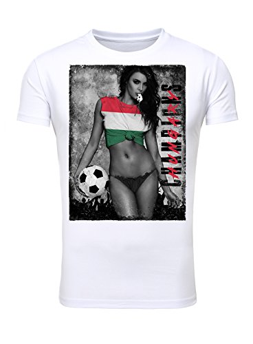 Legendary Items Herren T-Shirt EM 2016 Sexy Girl Frau Fußball Europameisterschaft Vintage Ungarn Hungary weiß L