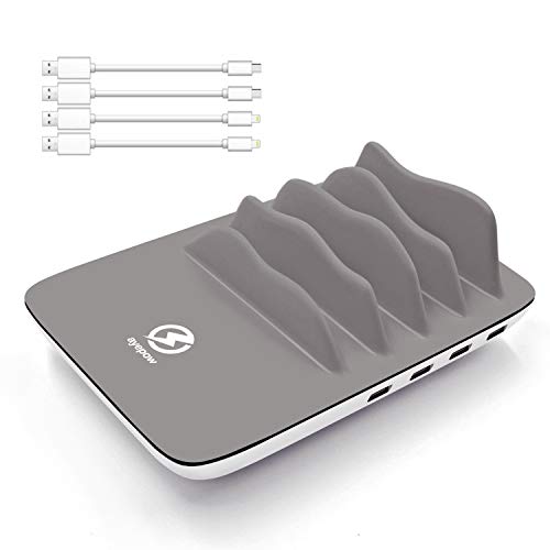 5 in 1 Estaci  n de Carga USB  EarthSave Cargador de Escritorio Multifunci  n de 4 Puertos con Qi Cargador inalambrico M  ltiples dispositivos Organizador para Iphone X  Iphone 8 7 7s 6s Samsungs Huawei Tabletas y Ipads
