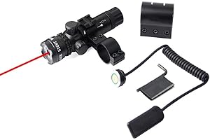 KinZon Viseur Laser Rouge Tactique avec Interrupteur à Pression, avec Montage sur Rails Picatinny Weaver 20mm et Mlok, Lunette de visée pour Fusil de Chasse et Airsoft
