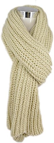 Classic Scarf Muffler Knit Thick Cozy Must Have Winter Accessory Men (Beige)