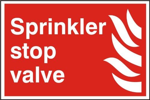 Spectrum Industrial 1457 "Sprinkler Stop Valve" Self Adhesive PVC Sign, Multi-Colour, 300 x 200 mm