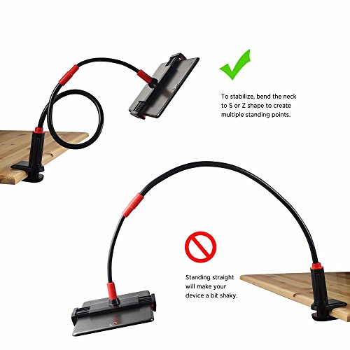 EasyAcc iPad Halterung Desktop-Ständer Schwanenhals Halter Flexibel Winkel verstellbar Handy/Tablets halterung 360 ° Drehen, Verlängerte 100 cm, Bolt Clamp mit Halterung für Apple iphone 6 / ipad Mini 3 / ipad Air 2 / Galaxy Tab 10.1 4 / Galaxy Tab A 9.7 / 8.0 und für 3.0-10.1 Inch Android Device (Schwarz/Rot) - 7