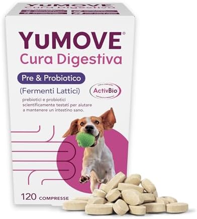 YuMOVE Fermenti Lattici Cane & Probiotici per Cani - 120 Compresse - 200 Mio CFU Enterococcus faecium per Compressa + ActivBio Prebiotici con Beta-Glucani - Probiotico Digestivo per Cani & Supporto