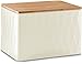 Produktbild Zeller 19322 Brotdose m. Bamboodeckel, Metall, creme, ca. 27,8 x 20,2 x 19 cm