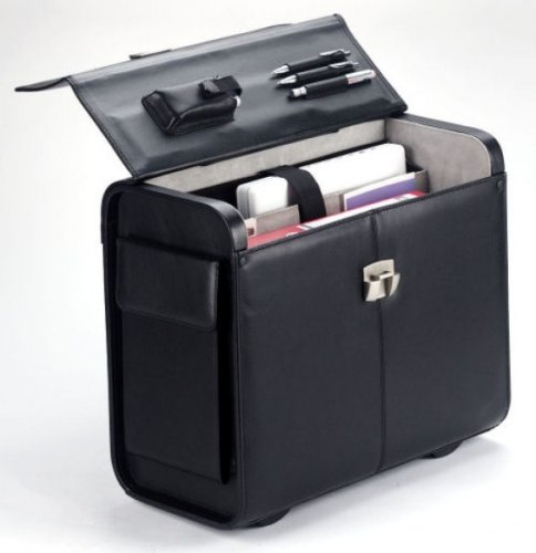 Dermata Leder Pilotenkoffer auf Rollen mit Laptopfach 15 Zoll nappa / schwarz - 2
