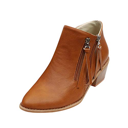 Preisvergleich Produktbild Winterschuhe Damen,Elecenty Frauen Stiefeletten Winterboots Schuhe Stiefel Kurzschaft Trichterabsatz Reißverschluss Martin Boots Damenstiefel