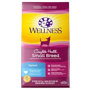 Wellness Complete Health Natural Dry Small Breed Senior Dog Food, Turkey & Peas, 4-Pound Bag