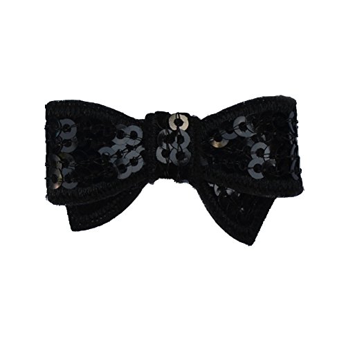 Sequin Bow Hair Clip - Toddler TruStay Clip - Best NO Slip Barrette For Fine Hair (TB5-Black)
