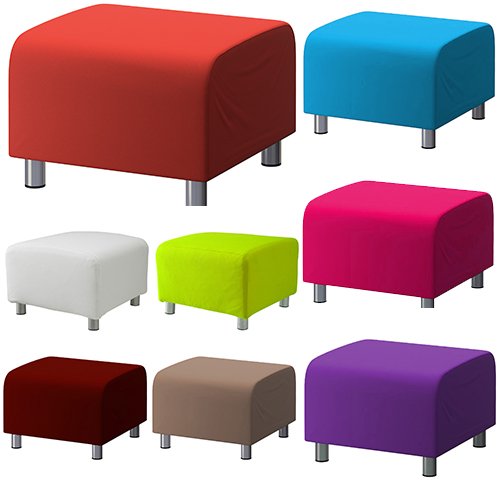 Schwarz, 100% Baumwolle, für Slipcover Schonbezug für Ikea Klippan Fusshocker mit Klettverschluss sichern - 2